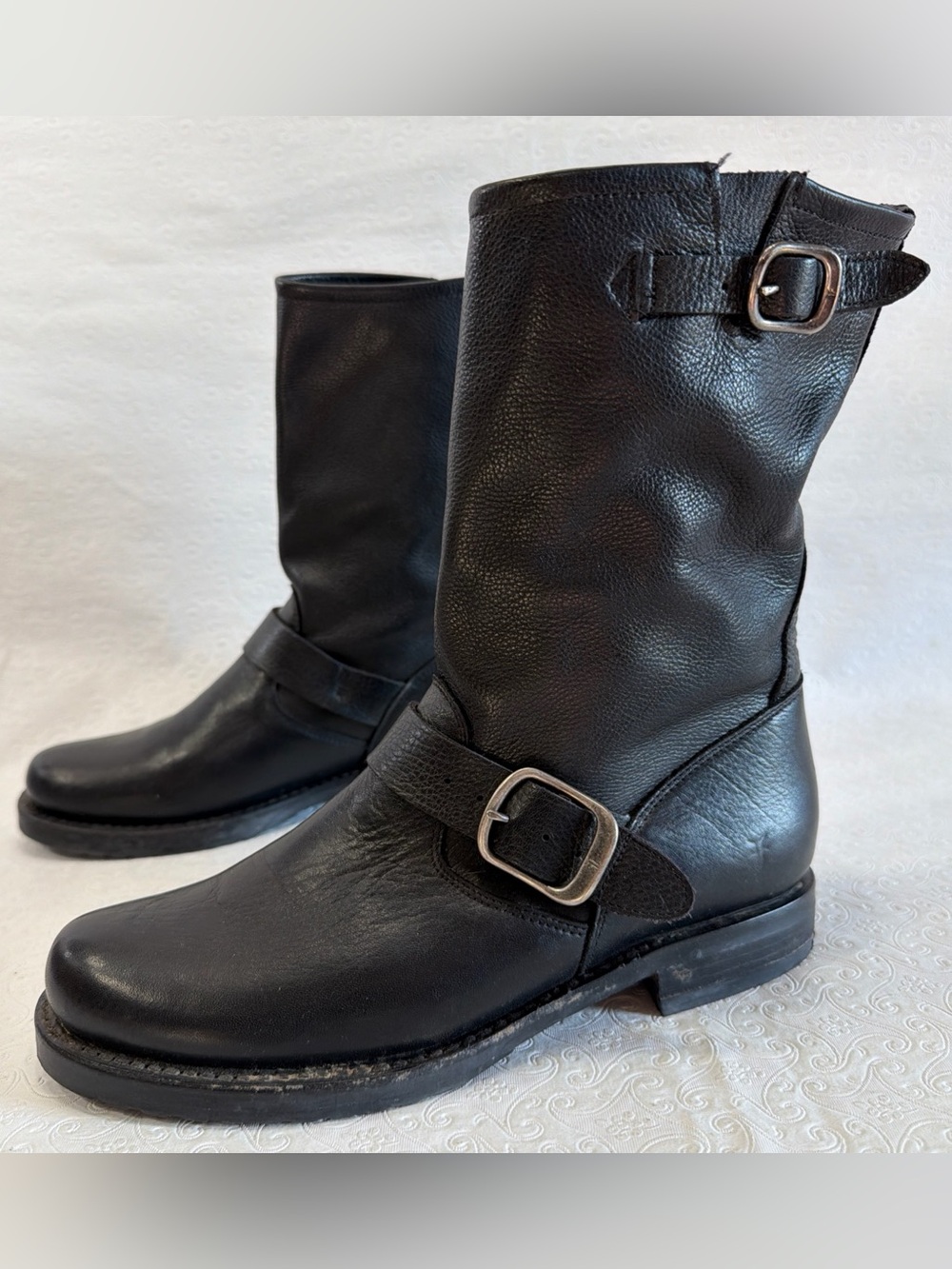 Frye Veronica Womens Short Leather Boots Slouchy Bootie Black Size 8.5 Classic